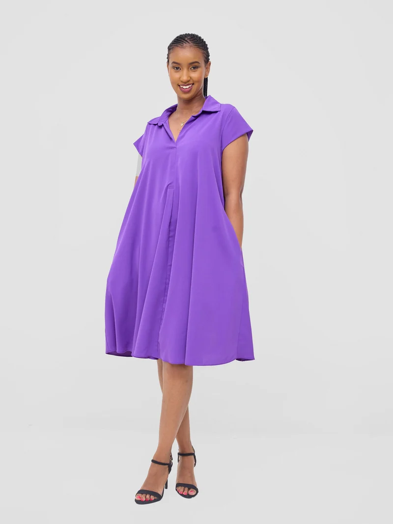 Vivo Yumi Cap Sleeve Dress - Purple