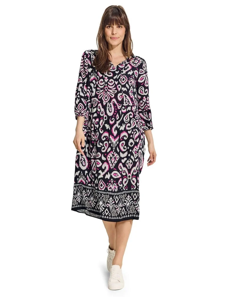Cecil TOS Printed Splitneck Dress - 3303_B144025_30001