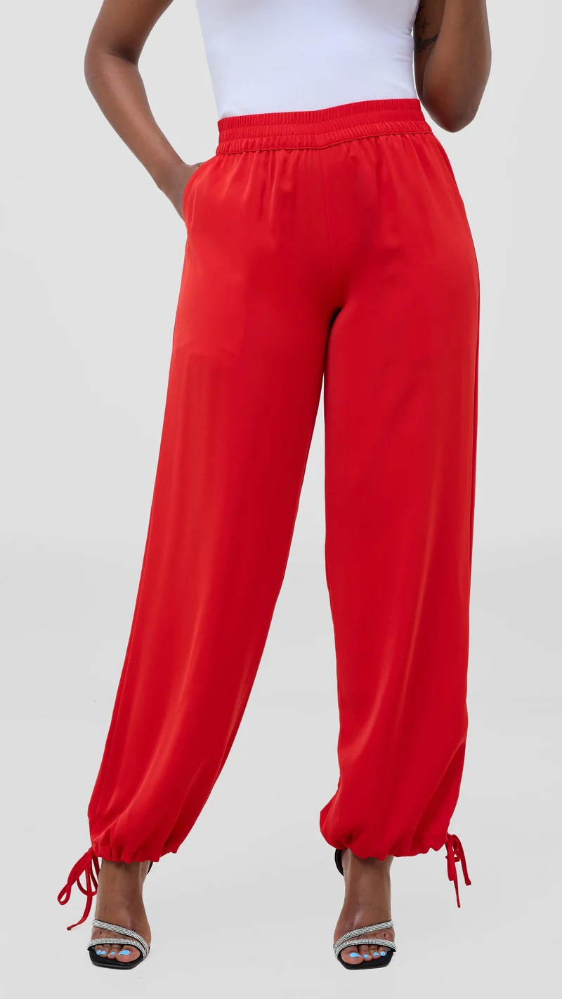 Vivo Liora Drawstring Pants - Red