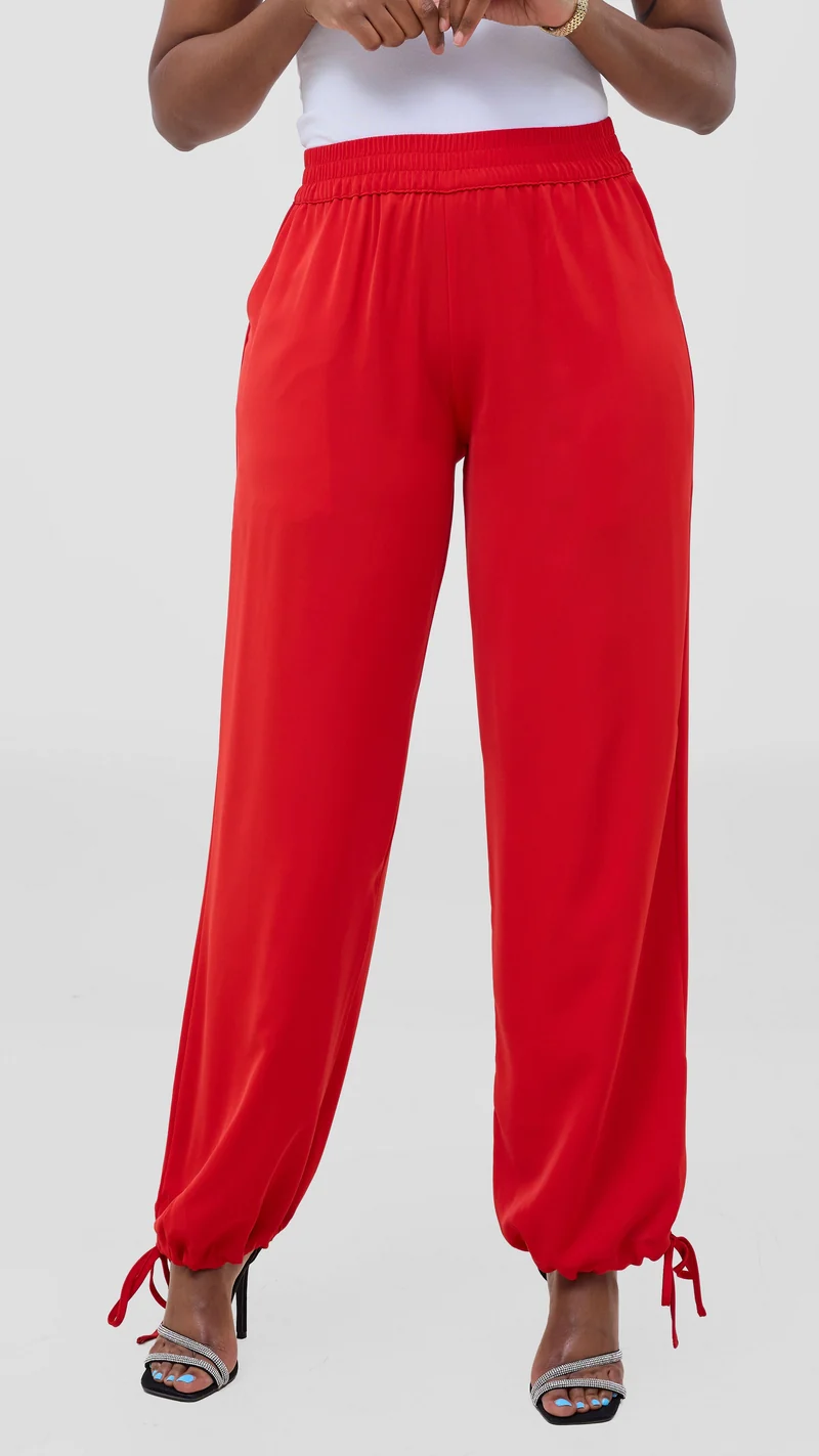 Vivo Liora Drawstring Pants - Red