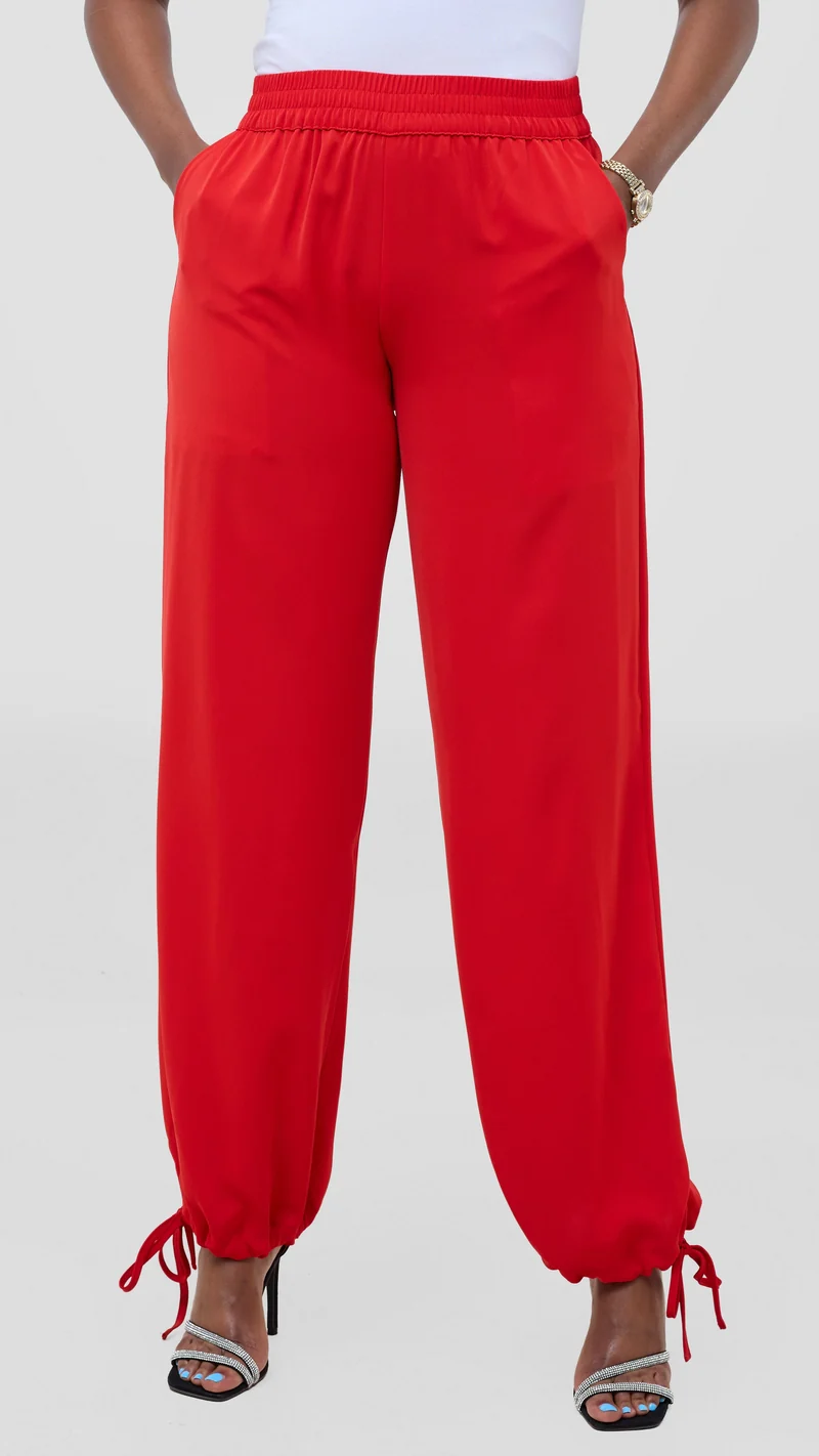 Vivo Liora Drawstring Pants - Red