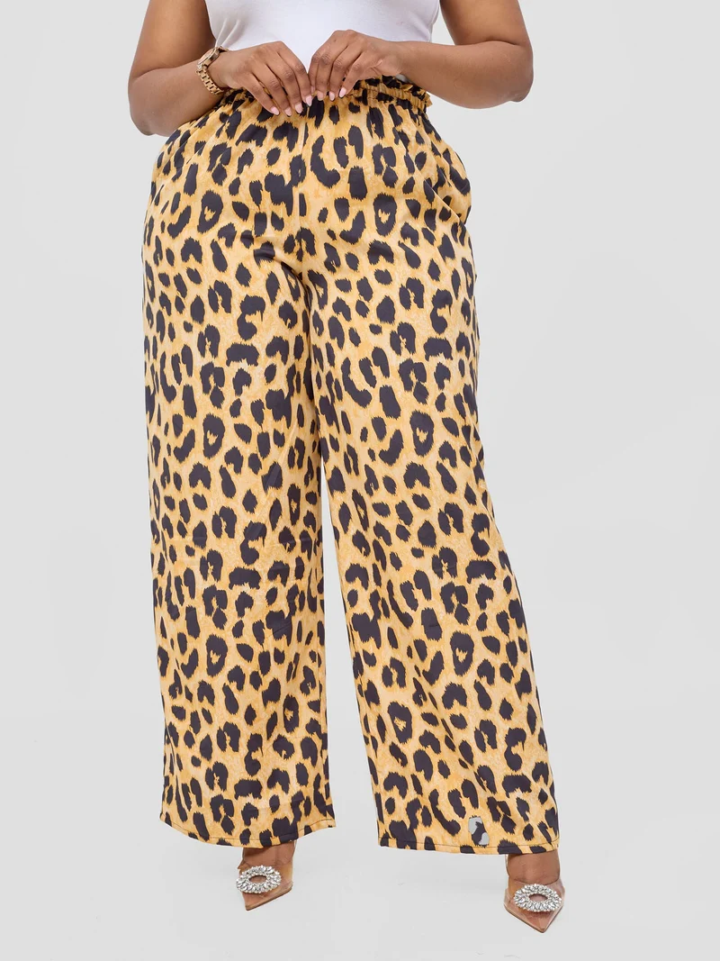 Vivo Sanali Wide Leg Pants - Orange Animal Print
