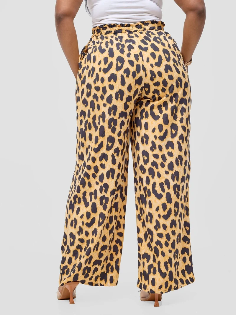 Vivo Sanali Wide Leg Pants - Orange Animal Print