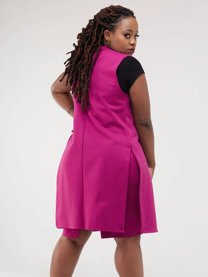 Vivo Waridi Sleeveless Overcoat - Burgundy