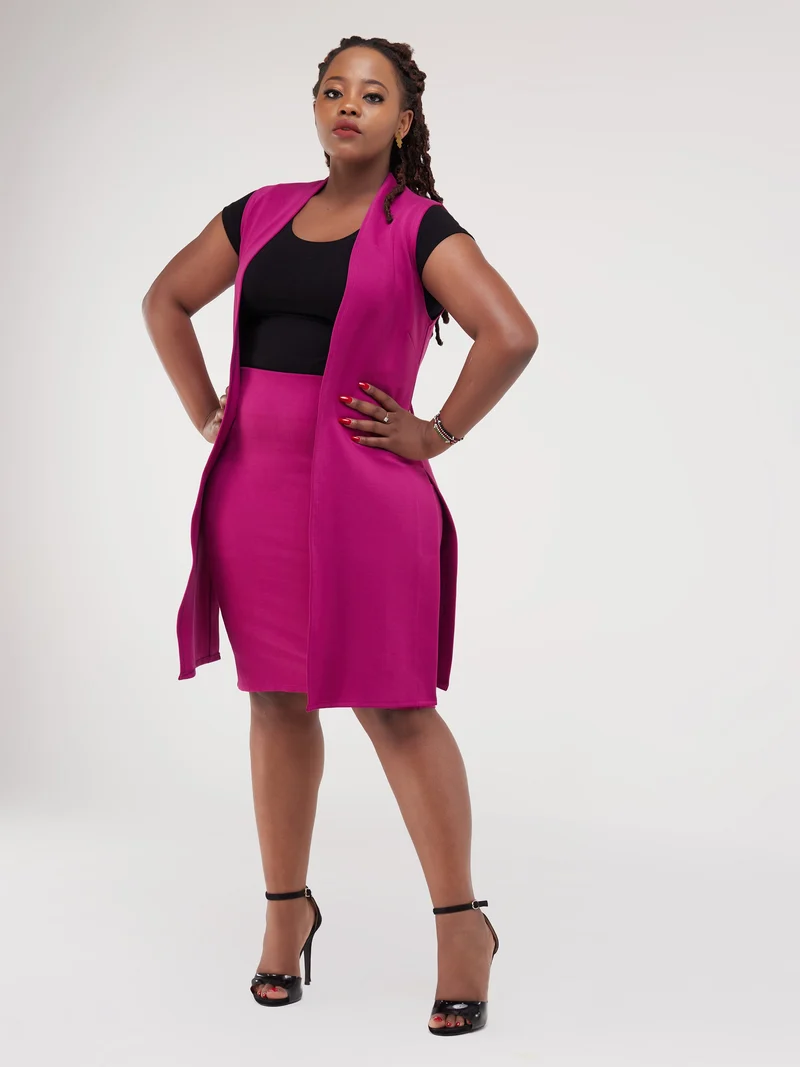 Vivo Waridi Sleeveless Overcoat - Burgundy