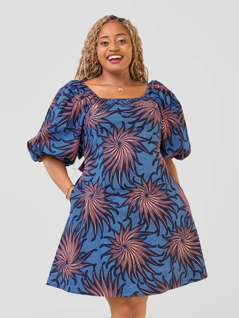 Safari by Vivo Njano Front Tie Dress - Tana Print