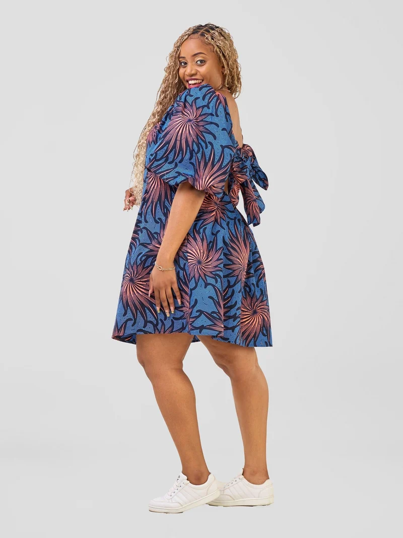 Safari by Vivo Njano Front Tie Dress - Tana Print