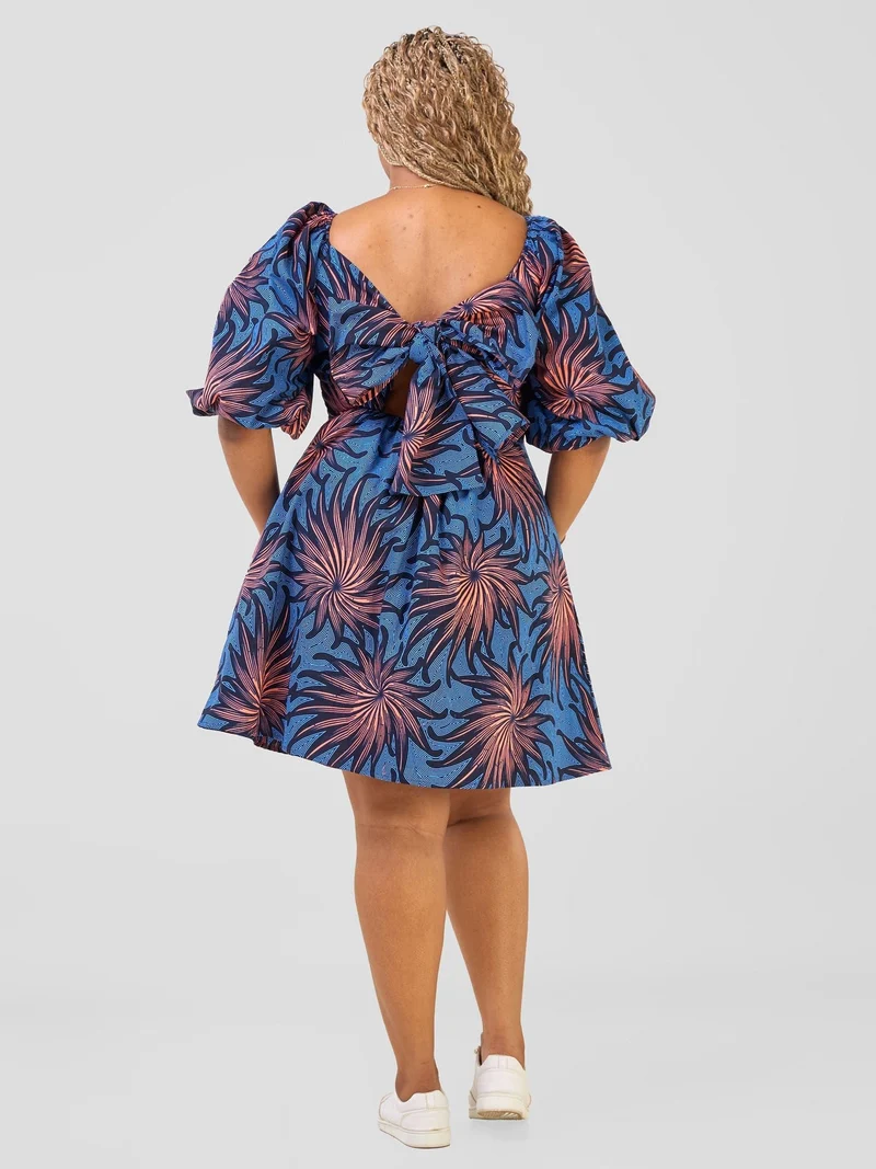 Safari by Vivo Njano Front Tie Dress - Tana Print
