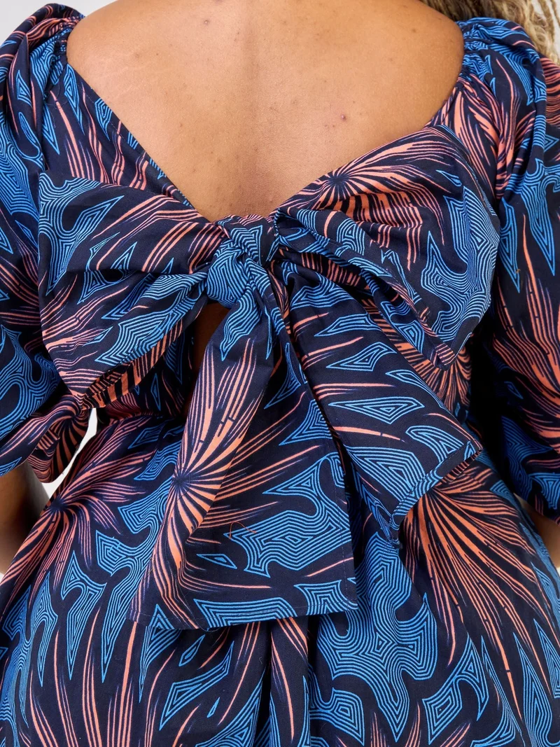 Safari by Vivo Njano Front Tie Dress - Tana Print