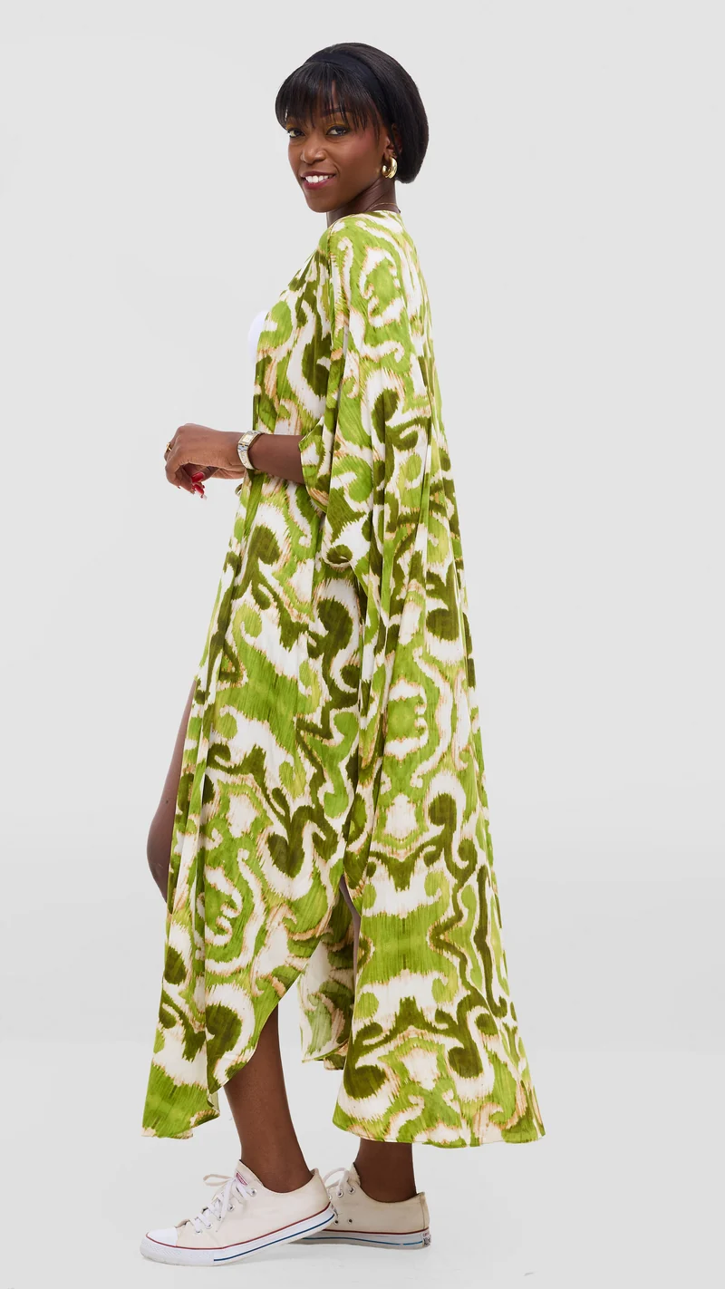 Vivo Talia Kimono & Shorts Set - Olive / Hunters Green Print