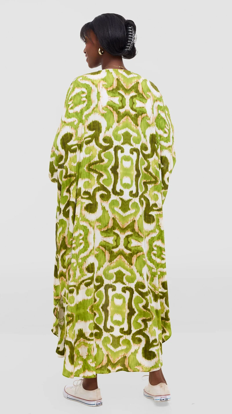 Vivo Talia Kimono & Shorts Set - Olive / Hunters Green Print