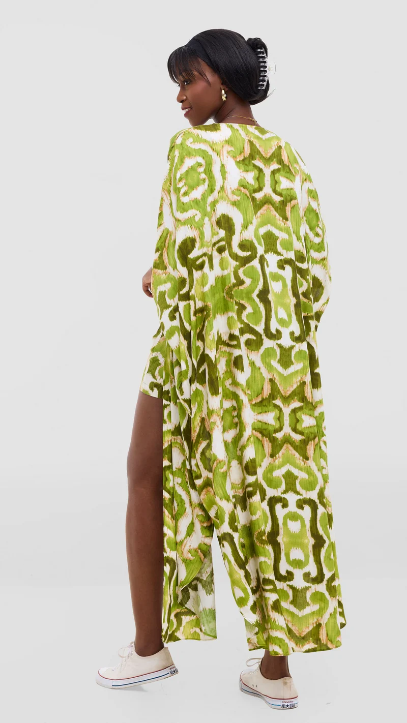 Vivo Talia Kimono & Shorts Set - Olive / Hunters Green Print