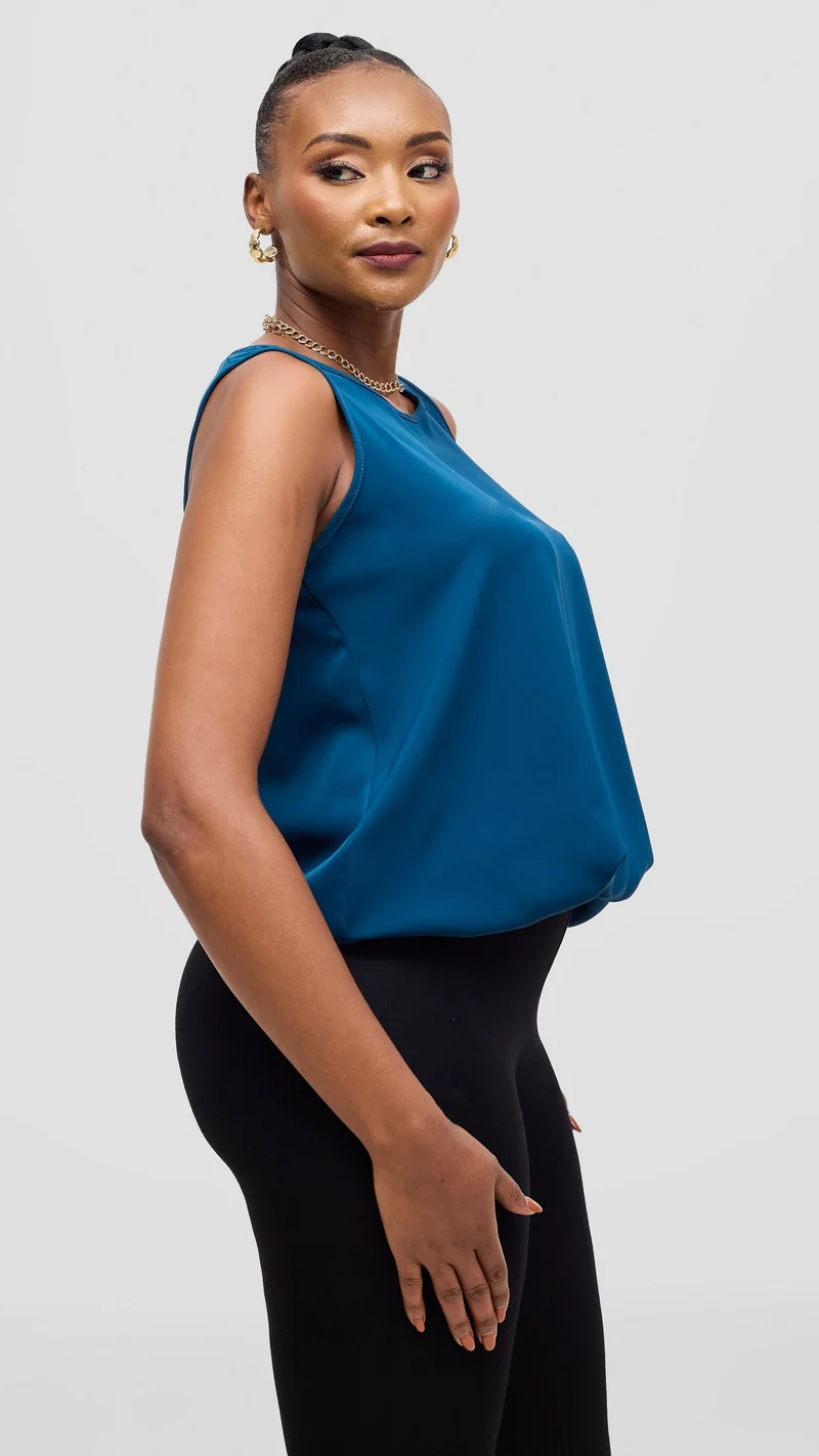 Vivo Liora Sleeveless Drawstring Top - Teal
