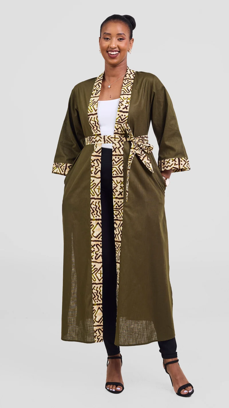 Safari Tafari High Slit Kimono - Hunters / Lulu Print