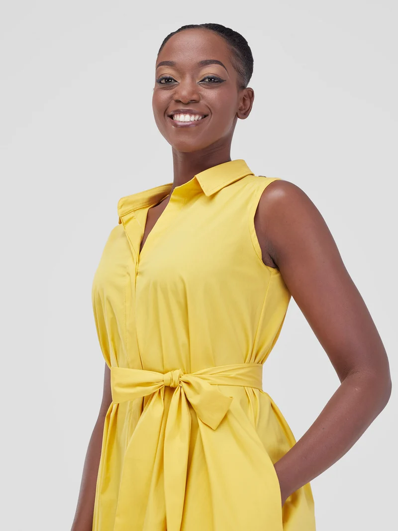 Safari by Vivo Zene High Low Shirt Dress - Mustard