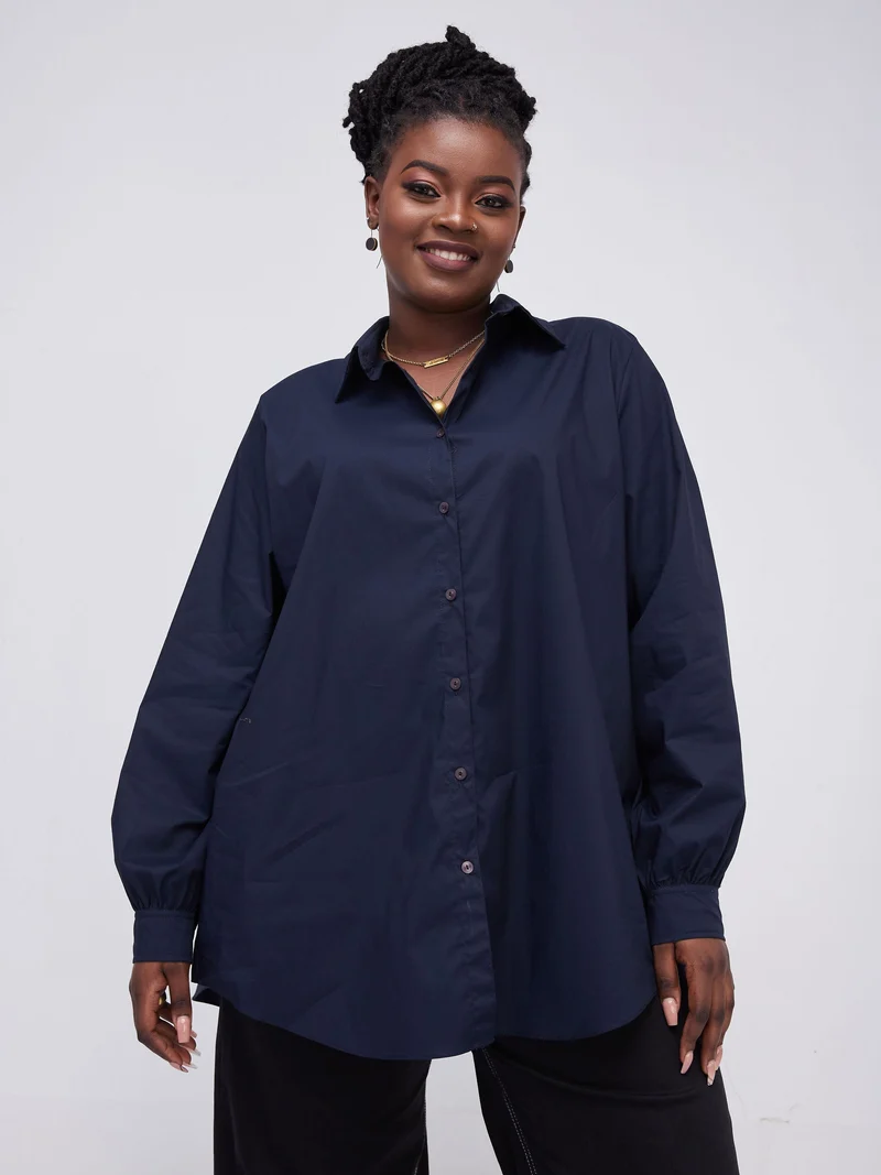 Safari Kaya Long Sleeve Collar Shirt - Navy
