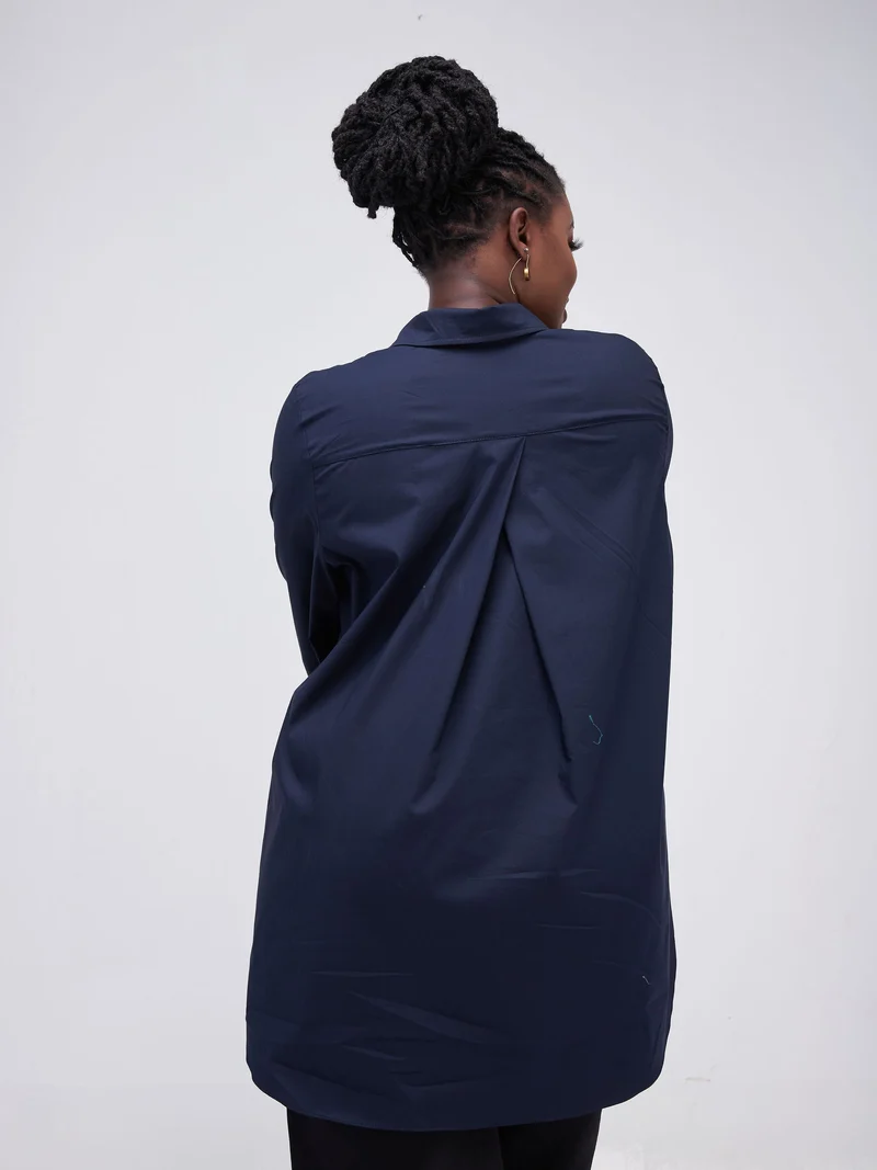 Safari Kaya Long Sleeve Collar Shirt - Navy