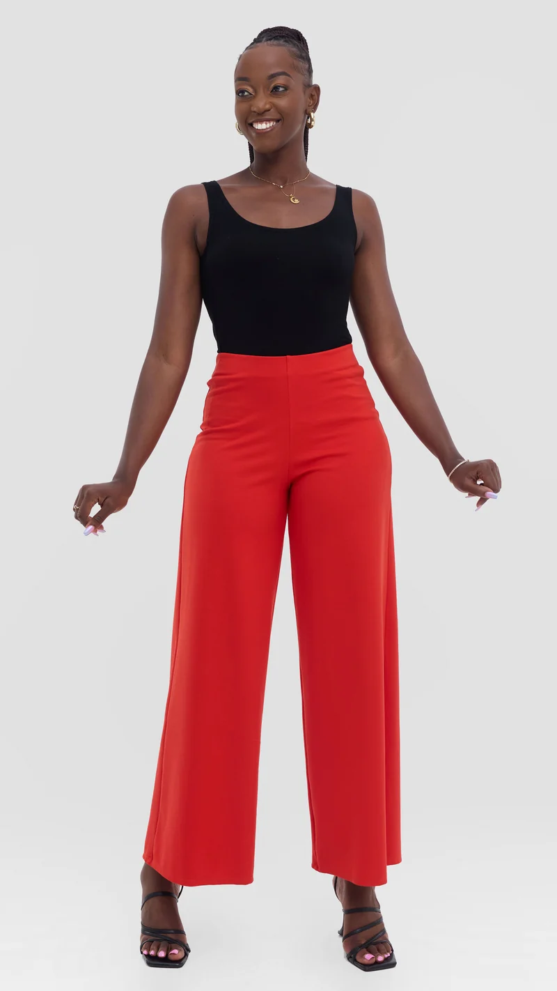 Vivo Upe Wide Leg Pants in Ponte - Orange