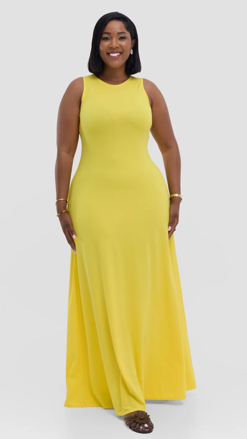 Vivo Tanda Maxi Dress in Ponte - Yellow