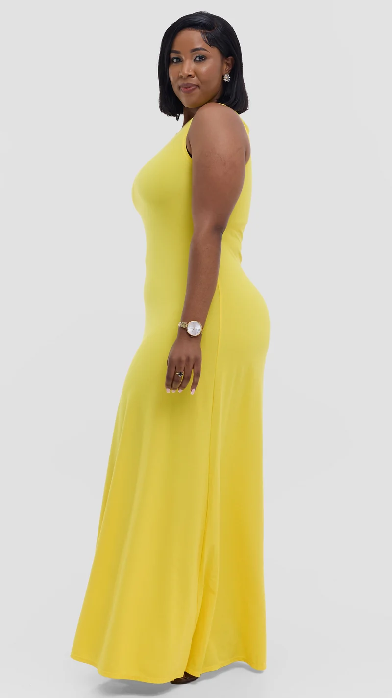 Vivo Tanda Maxi Dress in Ponte - Yellow