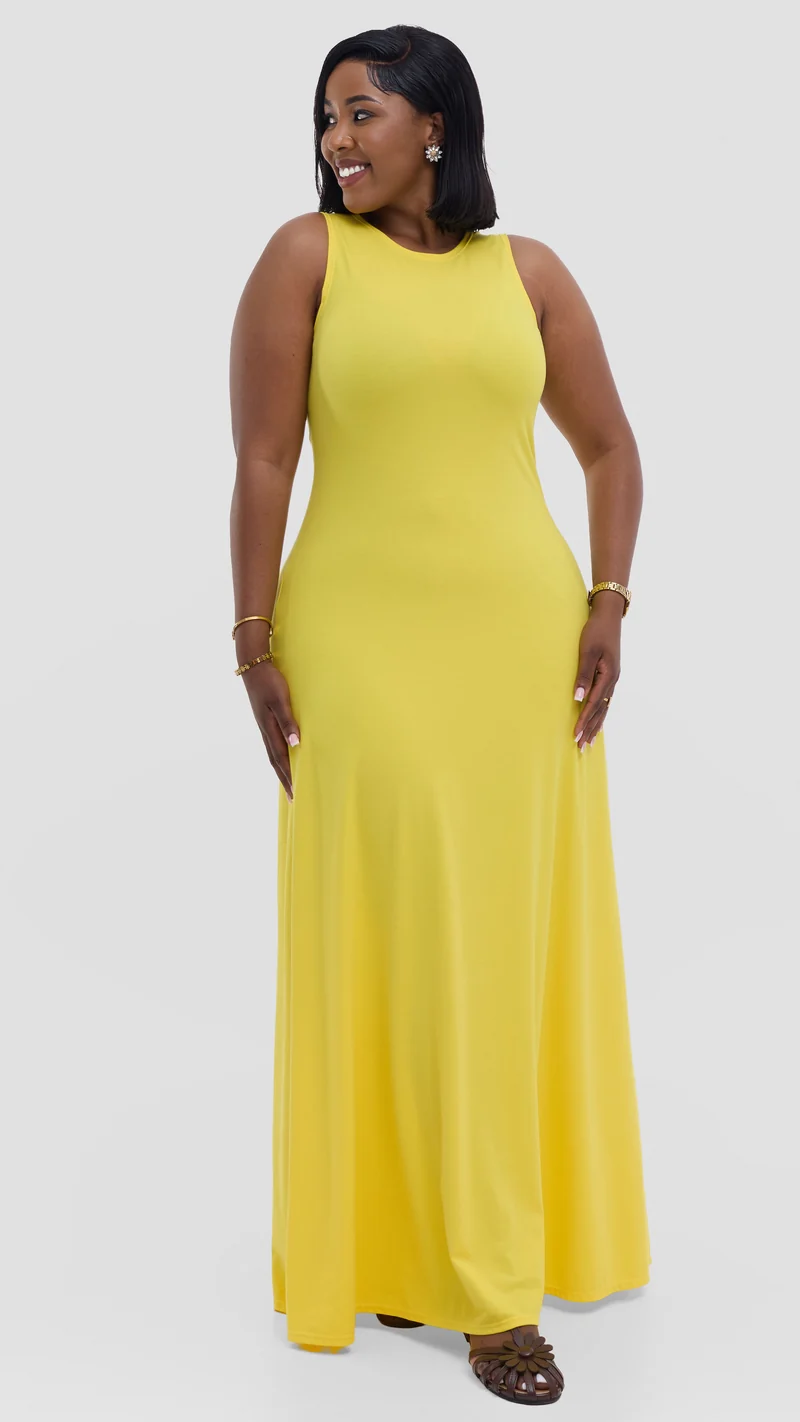 Vivo Tanda Maxi Dress in Ponte - Yellow