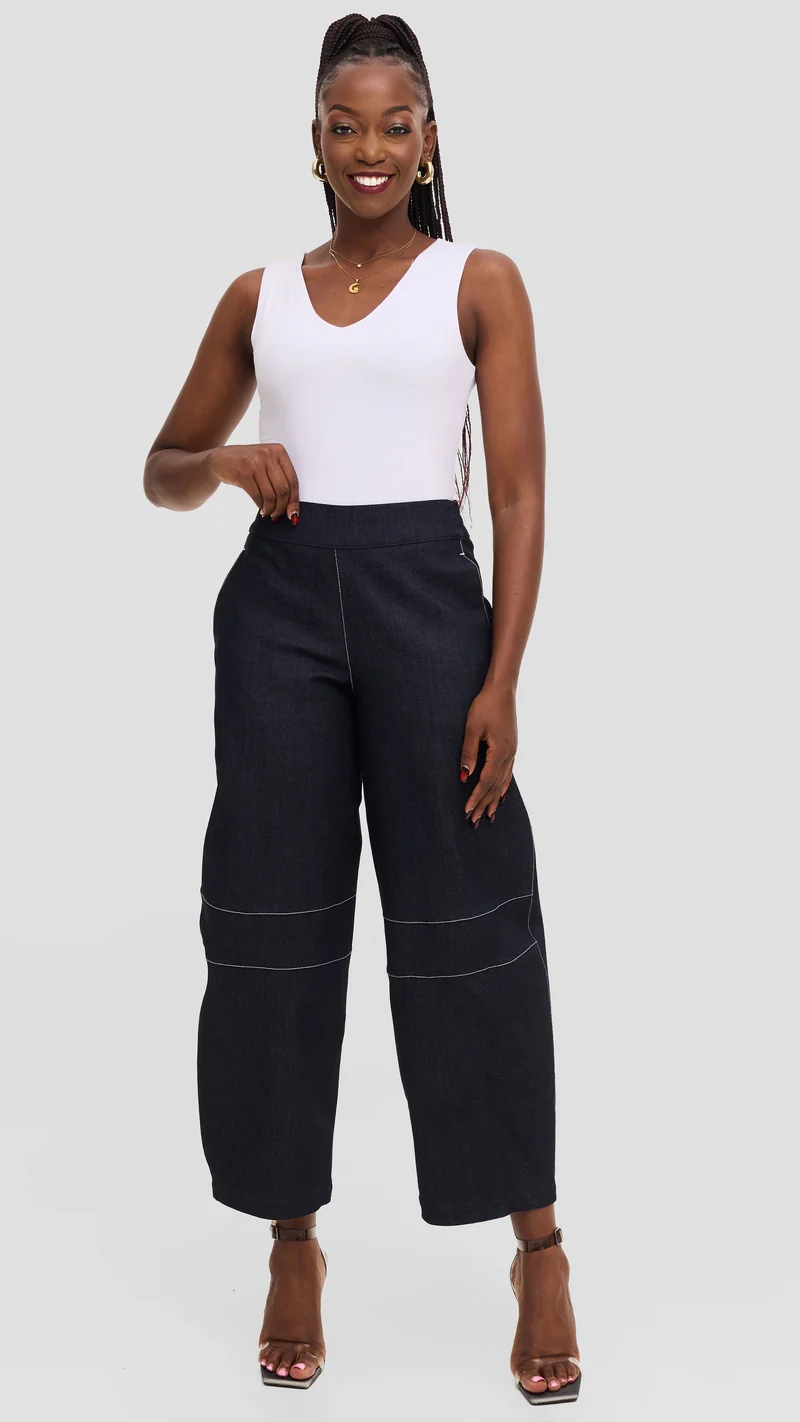 Safari by Vivo Barrel Pants in Denim - Navy