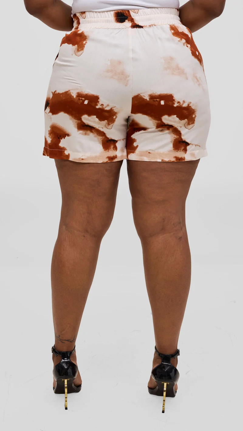 Vivo Talia Kimono & Shorts Set - Cream / Rust Print