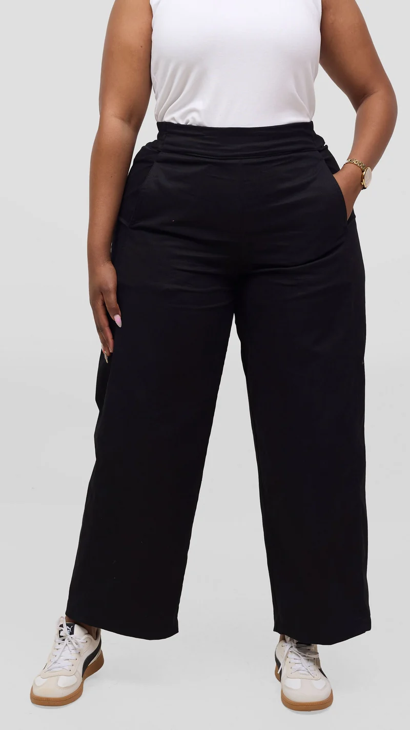 Vivo Lulu Cotton Barrel Pants - Black