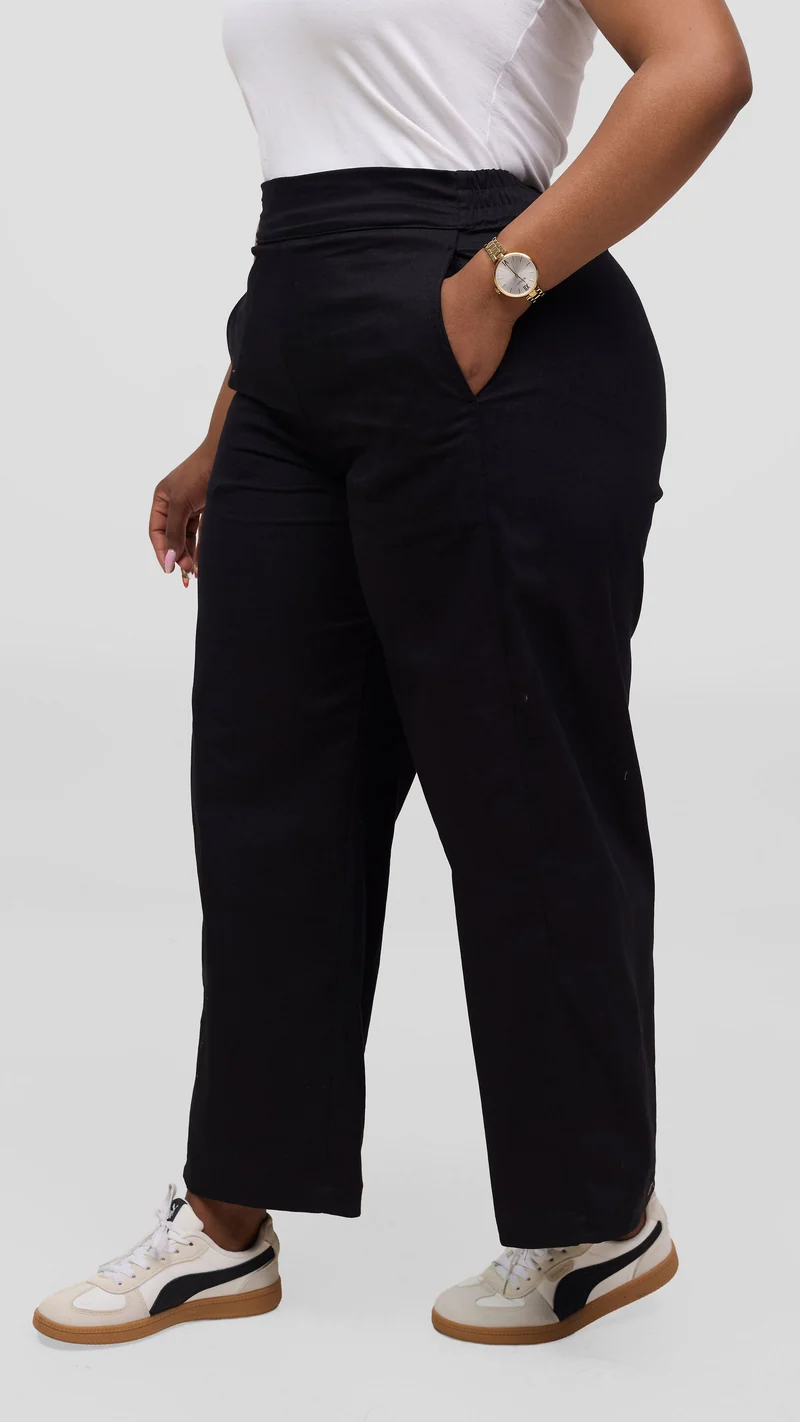 Vivo Lulu Cotton Barrel Pants - Black