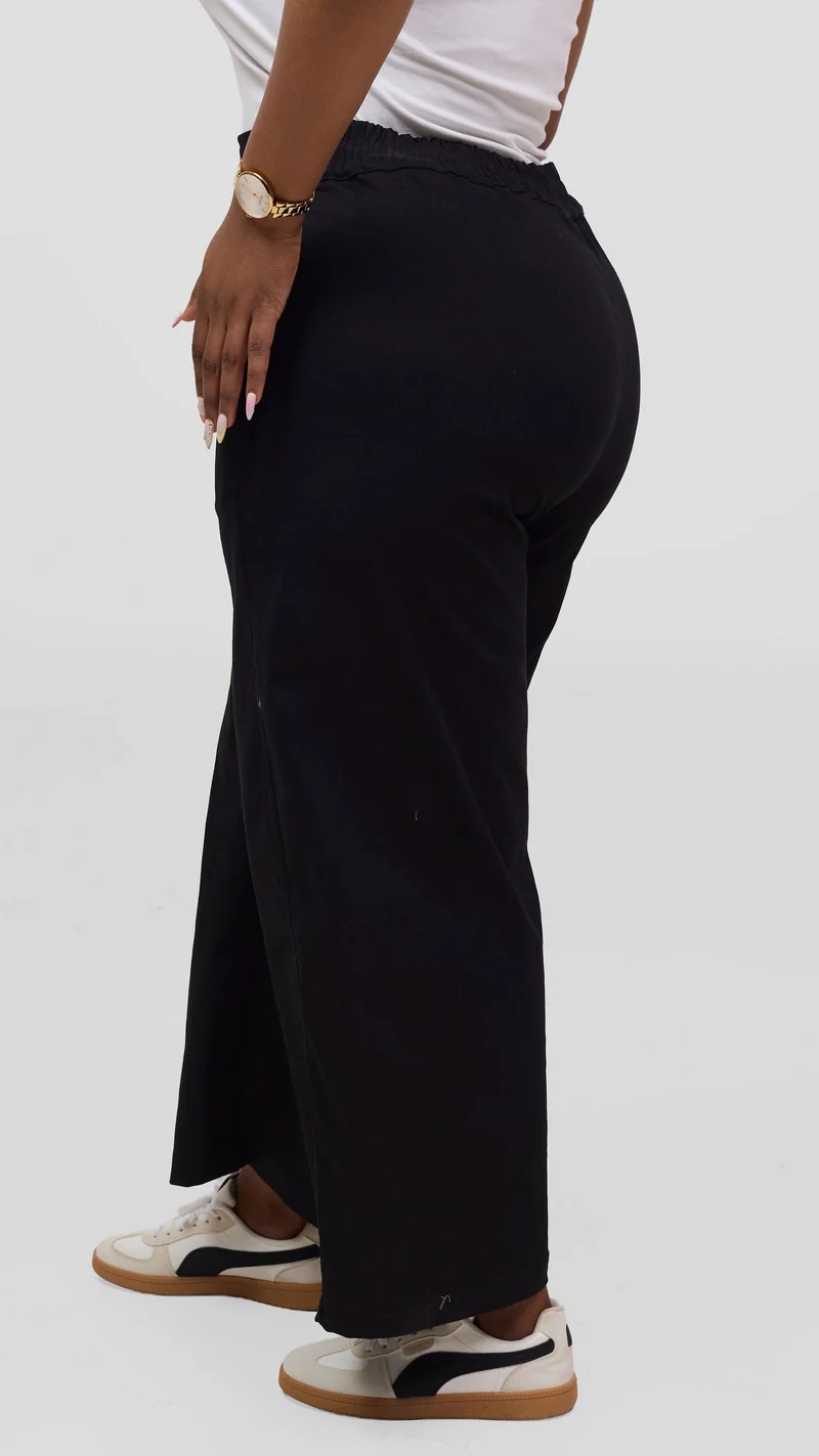 Vivo Lulu Cotton Barrel Pants - Black