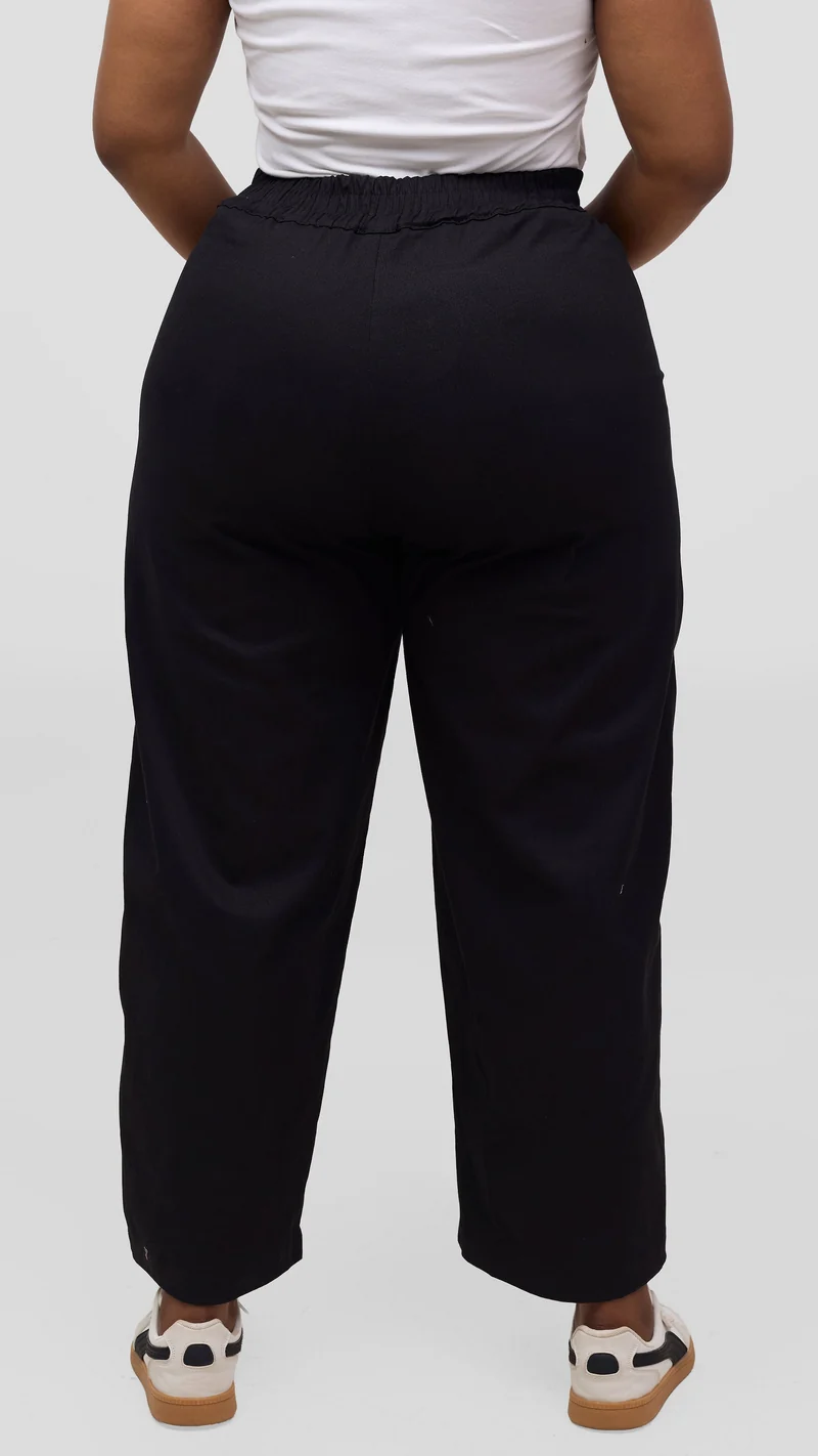 Vivo Lulu Cotton Barrel Pants - Black
