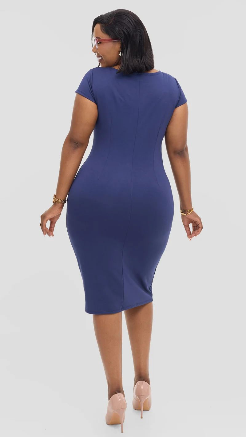 Vivo Tanda Cap Sleeve Sheath Dress in Ponte - Navy