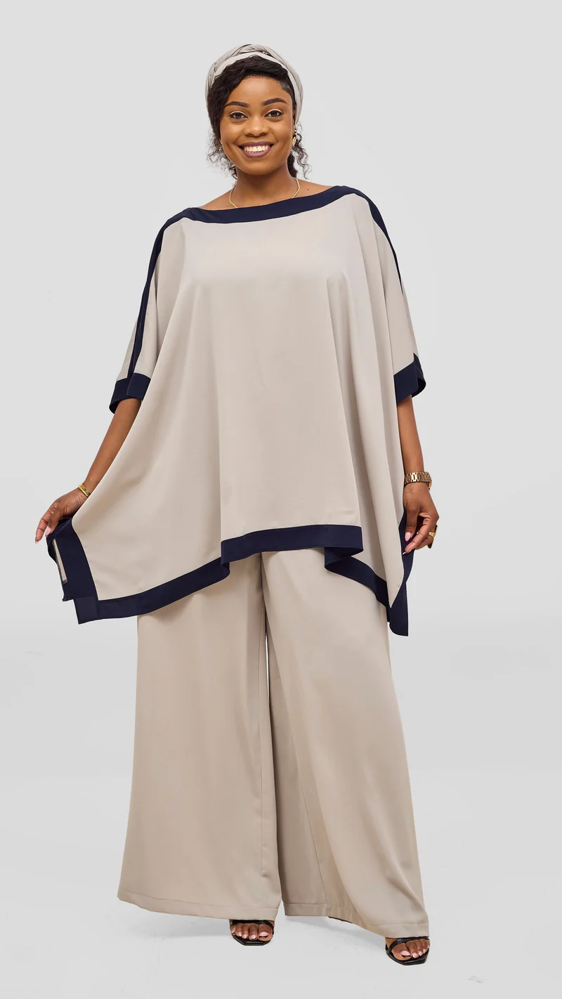 Vivo Liora Kaftan Tunic Top - Light Taupe