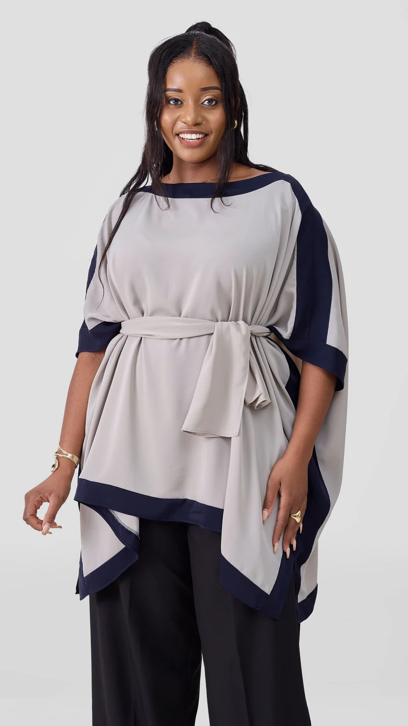Vivo Liora Kaftan Tunic Top - Light Taupe