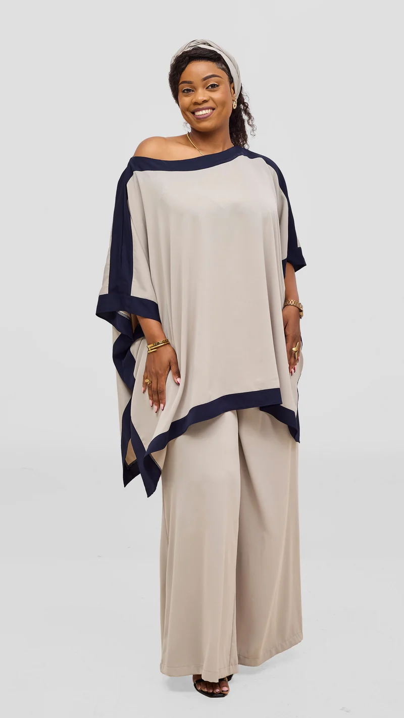 Vivo Liora Kaftan Tunic Top - Light Taupe