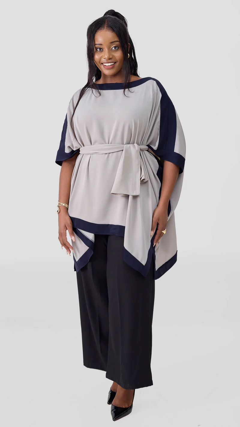 Vivo Liora Kaftan Tunic Top - Light Taupe