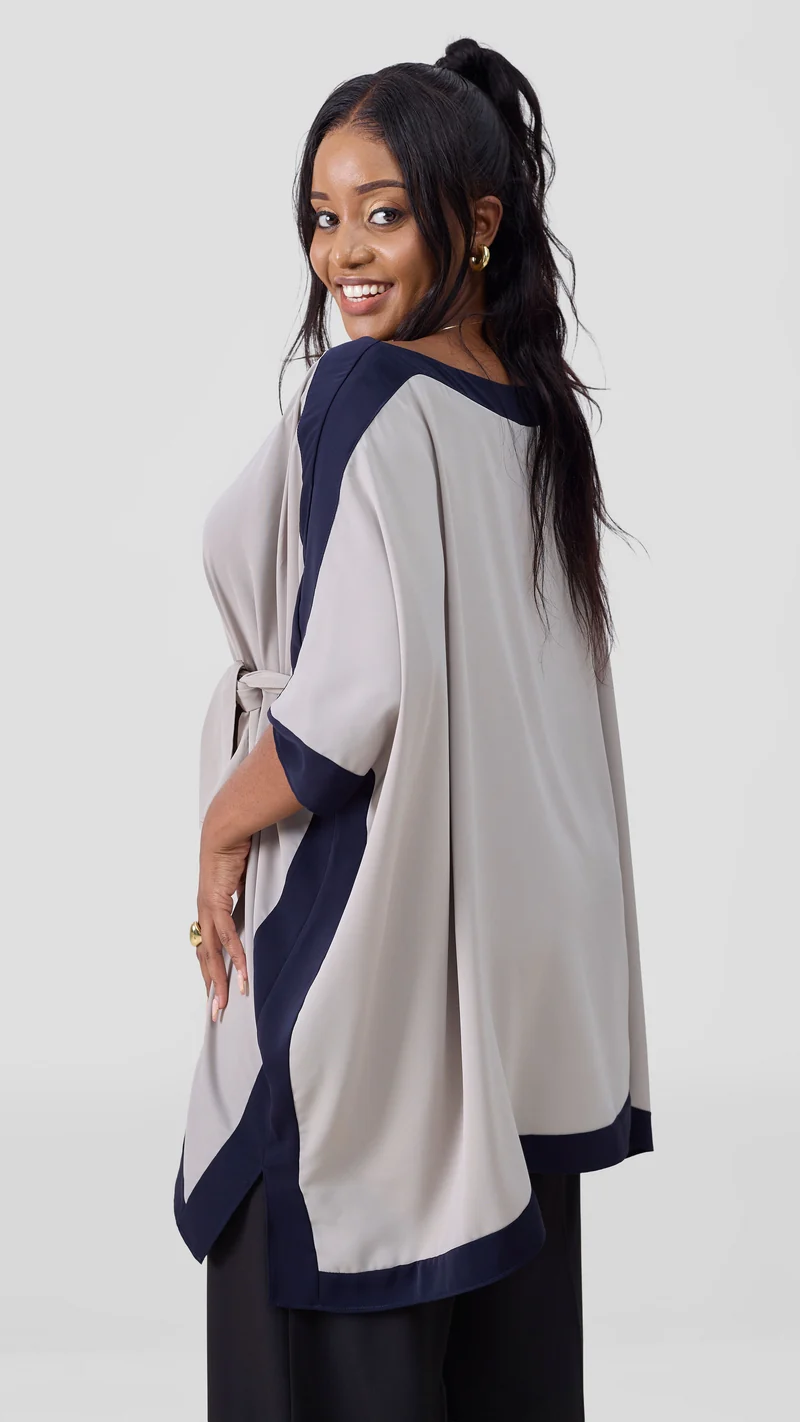 Vivo Liora Kaftan Tunic Top - Light Taupe