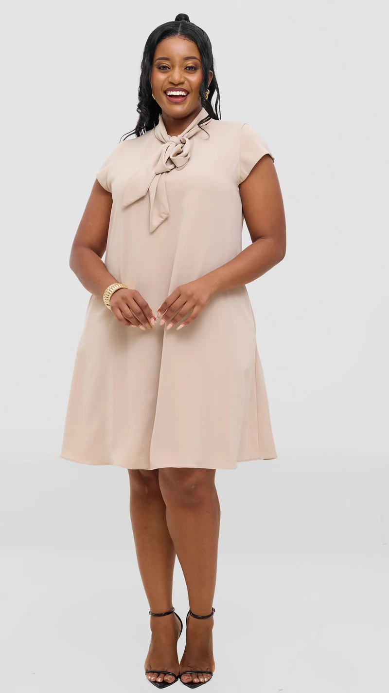 Vivo Niari Tent Dress in Crepe - Beige