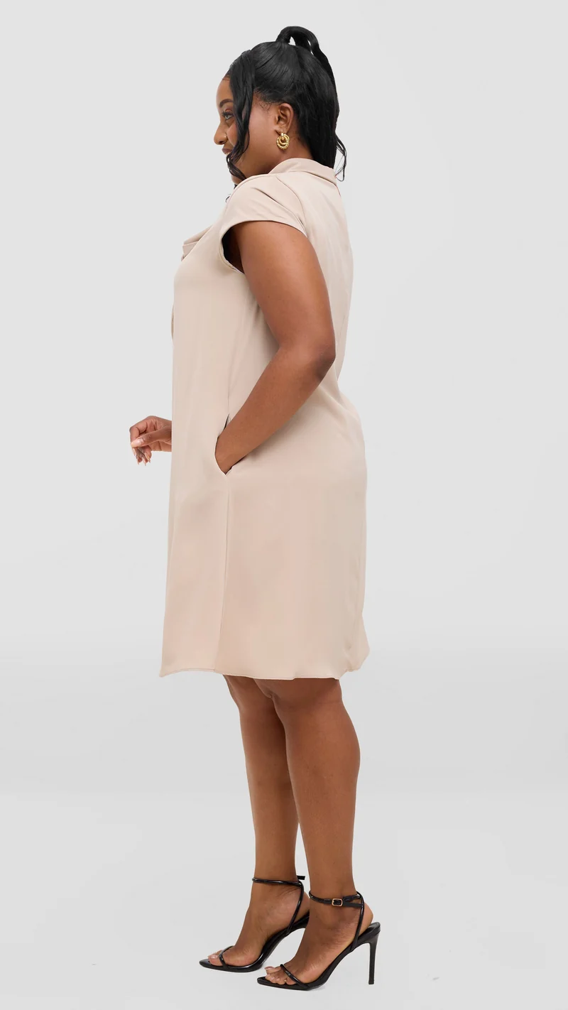 Vivo Niari Tent Dress in Crepe - Beige