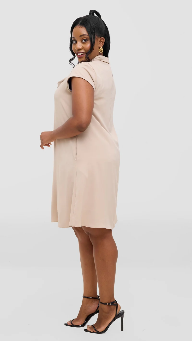 Vivo Niari Tent Dress in Crepe - Beige