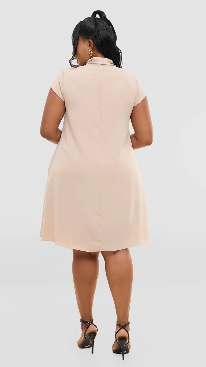 Vivo Niari Tent Dress in Crepe - Beige