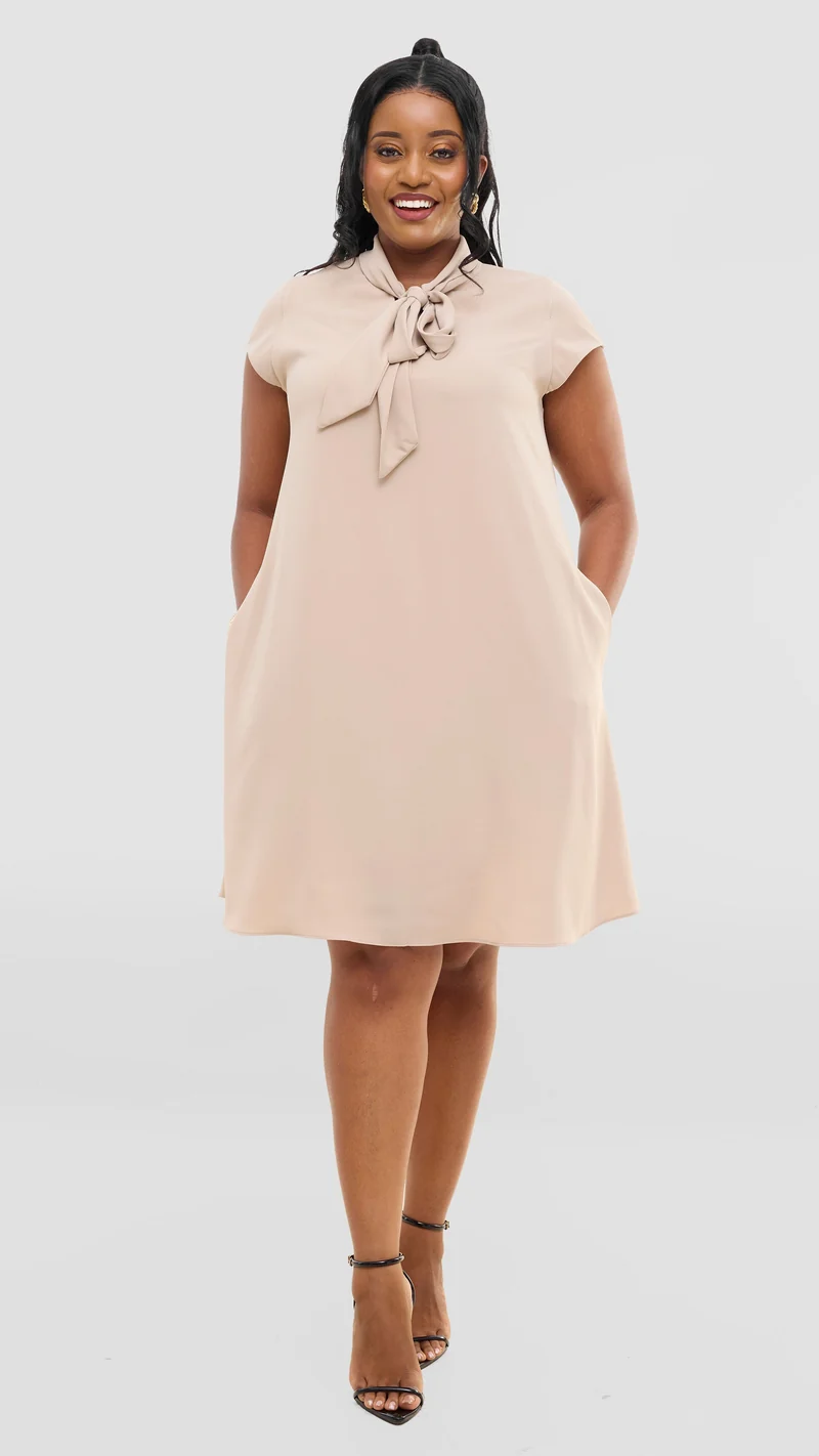 Vivo Niari Tent Dress in Crepe - Beige