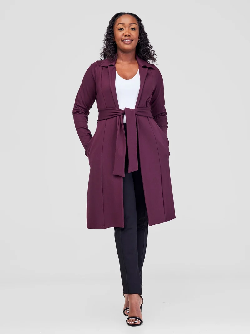 Vivo Basic Trench Coat - Burgundy