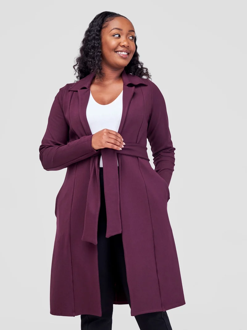 Vivo Basic Trench Coat - Burgundy