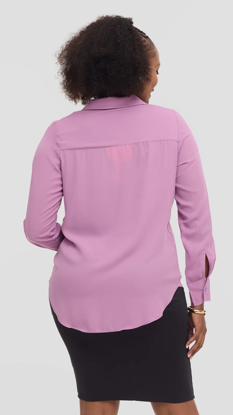 Vivo Button Up Shirt in Chiffon - Lilac