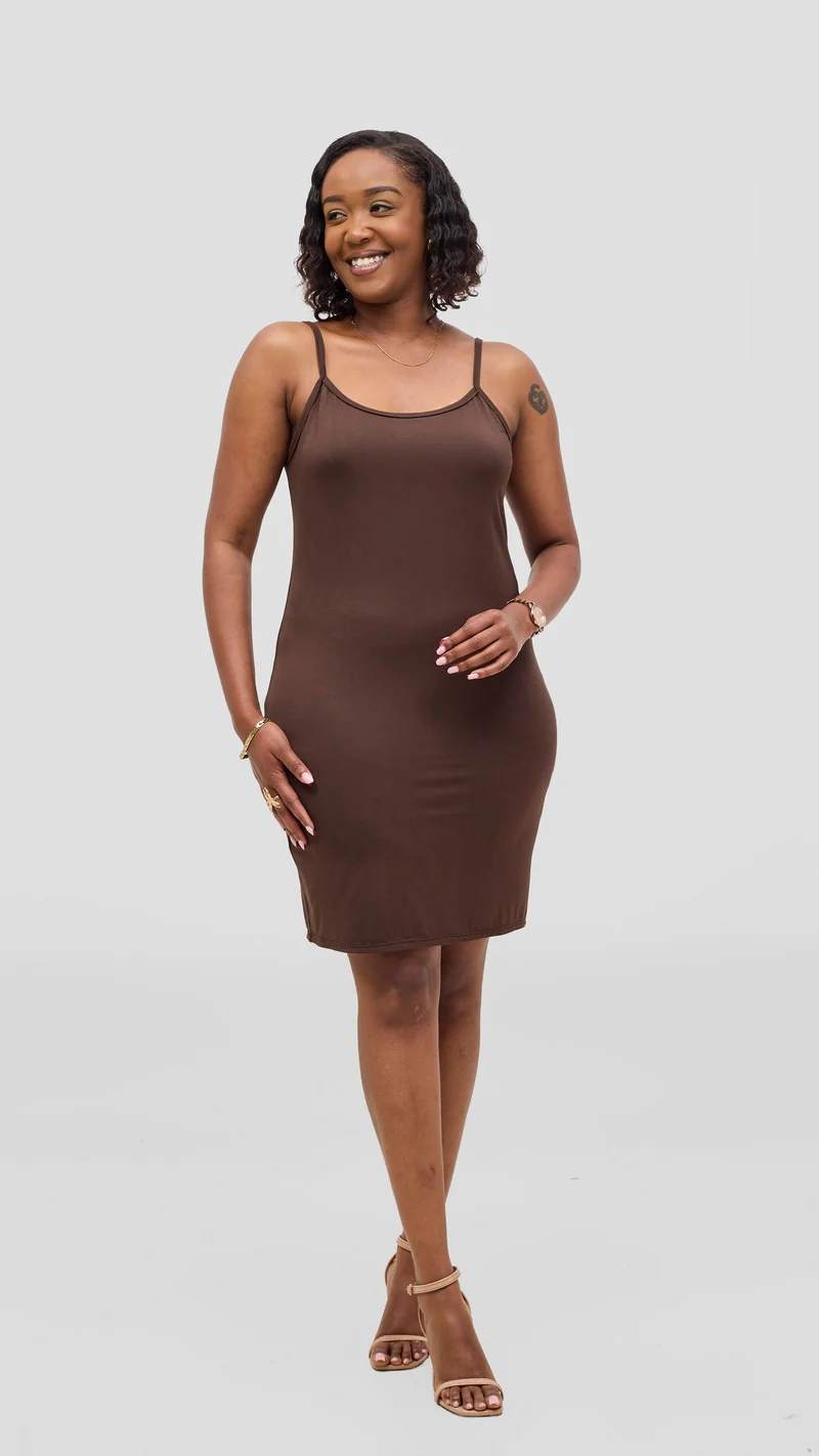 Vivo Rayon Jersey Slip Dress - Chocolate