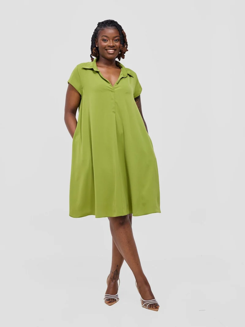 Vivo Yumi Cap Sleeve Dress - Olive