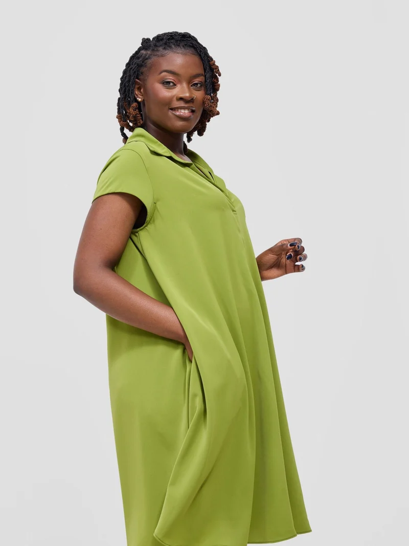 Vivo Yumi Cap Sleeve Dress - Olive