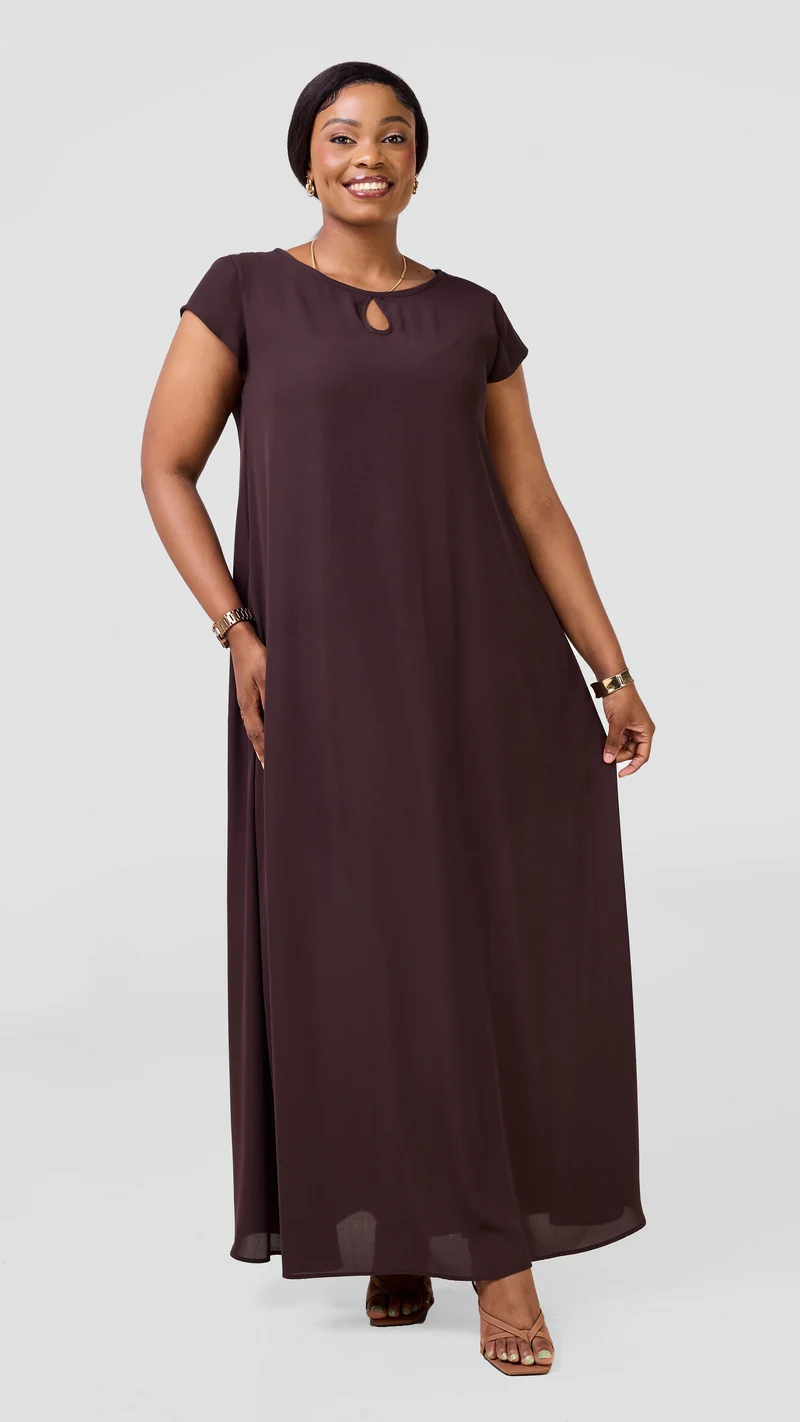 Vivo Sierra Maxi Chiffon Dress - Chocolate