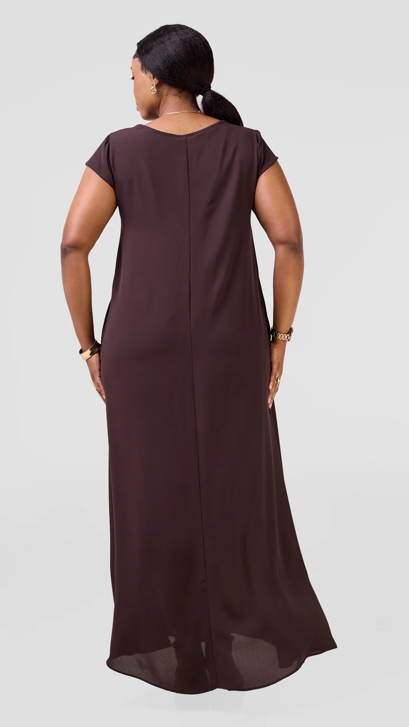 Vivo Sierra Maxi Chiffon Dress - Chocolate